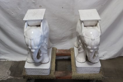 Pair large white porcelain stools