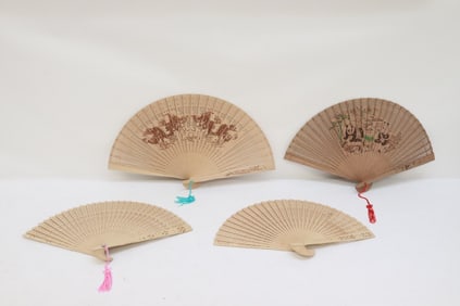 4 scented wood fans