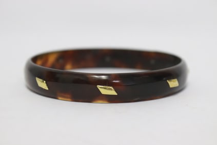 tortoise shell bangle w/ eight 18K rose gold plaques