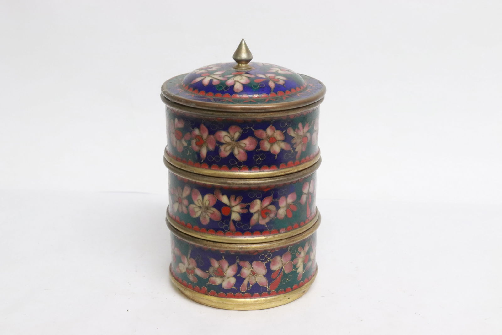 Cloisonne stacked box set: Cloisonne stacked box set, 6.6"x4.2"dia
