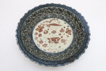 Chinese blue, red and white porcelain charger