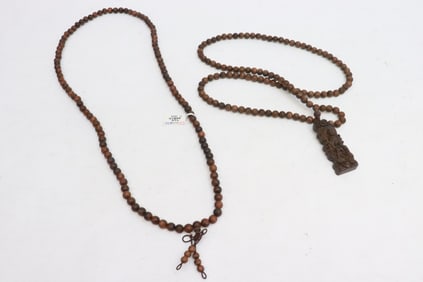 2 huanghuali like wood bead necklaces
