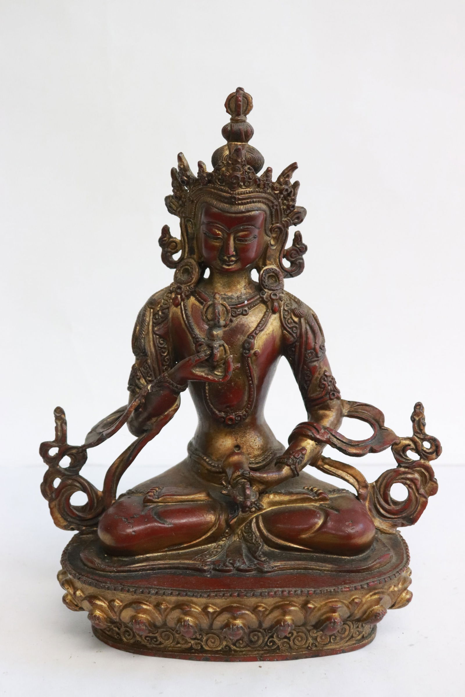 Chinese copper sculpture of deity: Chinese copper sculpture of deity, 8.5"H