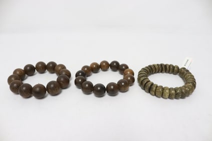 3 wood bead bracelets