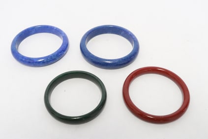 2 lapis like bangles, and 2 stone bangles