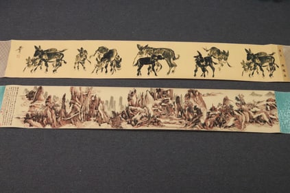 2 Chinese print hand scrolls