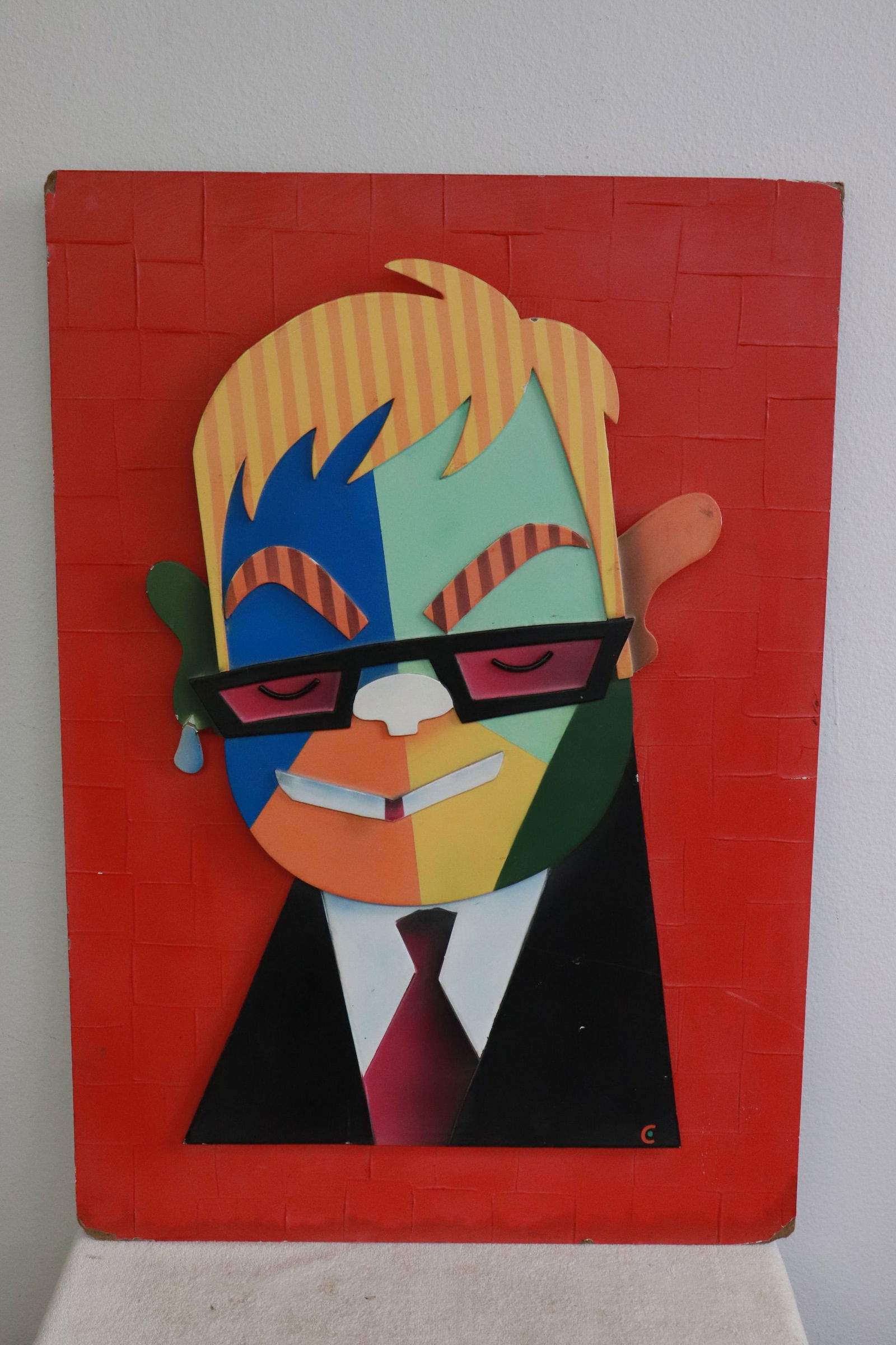 3D art "Elton John" attributed to David Cowles: 3D art "Elton John" attributed to David Cowles, 27.6H (F:33.75"x23.65"x1.3")