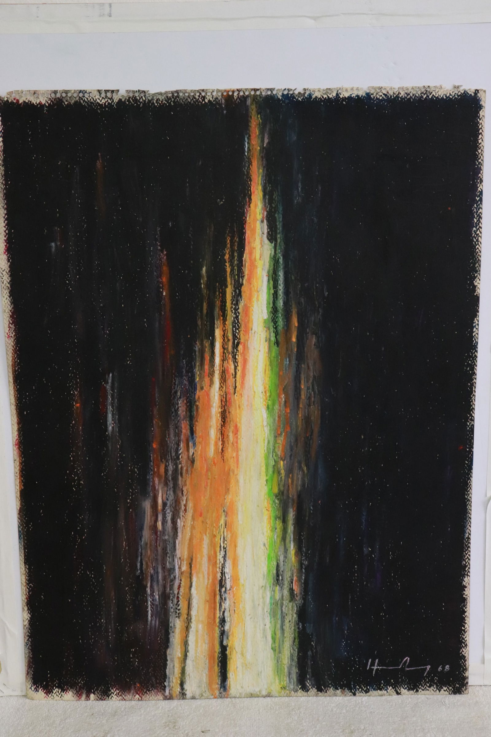 Pastel on paper attributed to Hans Hartung: Pastel on paper "abstract", attributed to Hans Hartung (1904-1989), 23.9"x18"