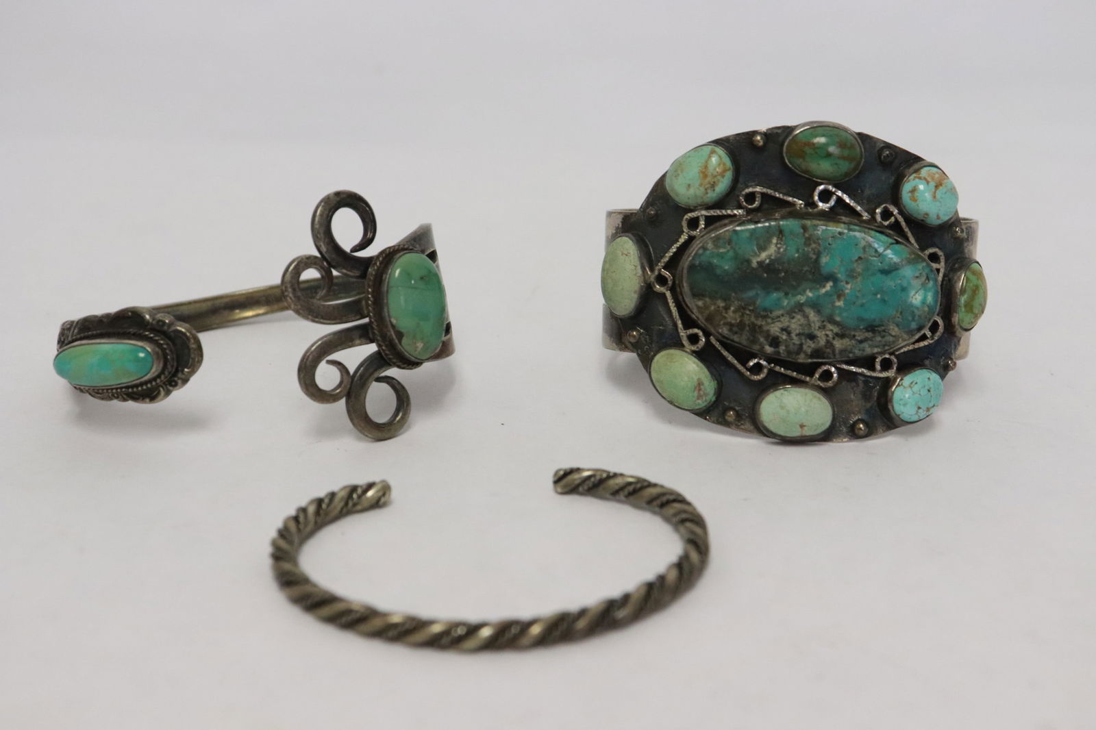 3 silver cuffs: 3 silver cuffs, wt. 129.5gm