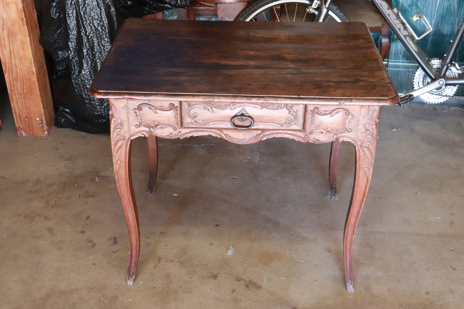 18th century French walnut side table with one drawer (1 of 9)