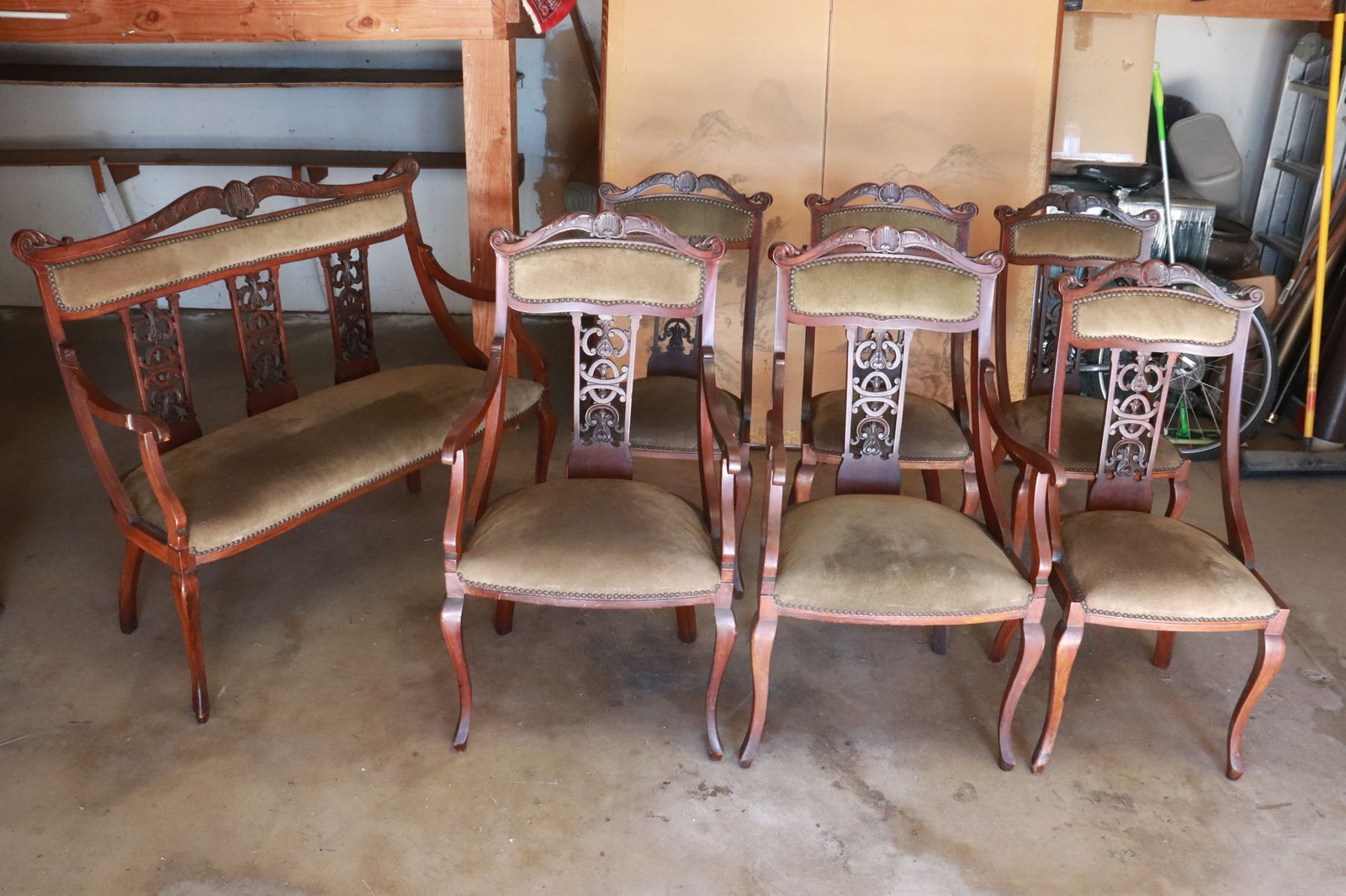 7 pc American 19th century mahogany parlor set (1 of 16)