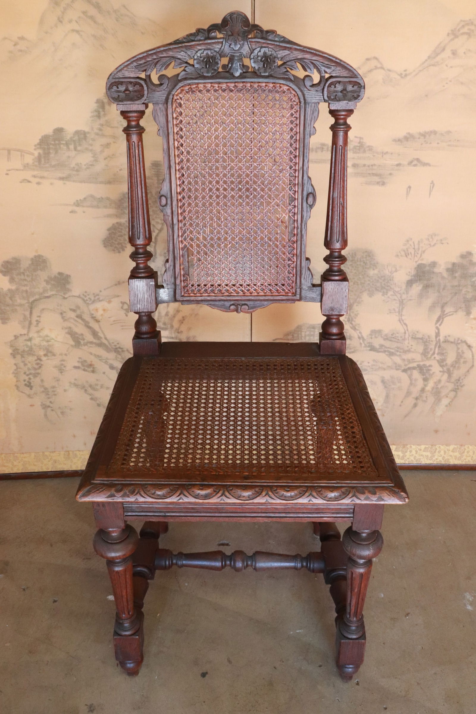 18the/19th century oak cane back/ seat side chair (1 of 7)
