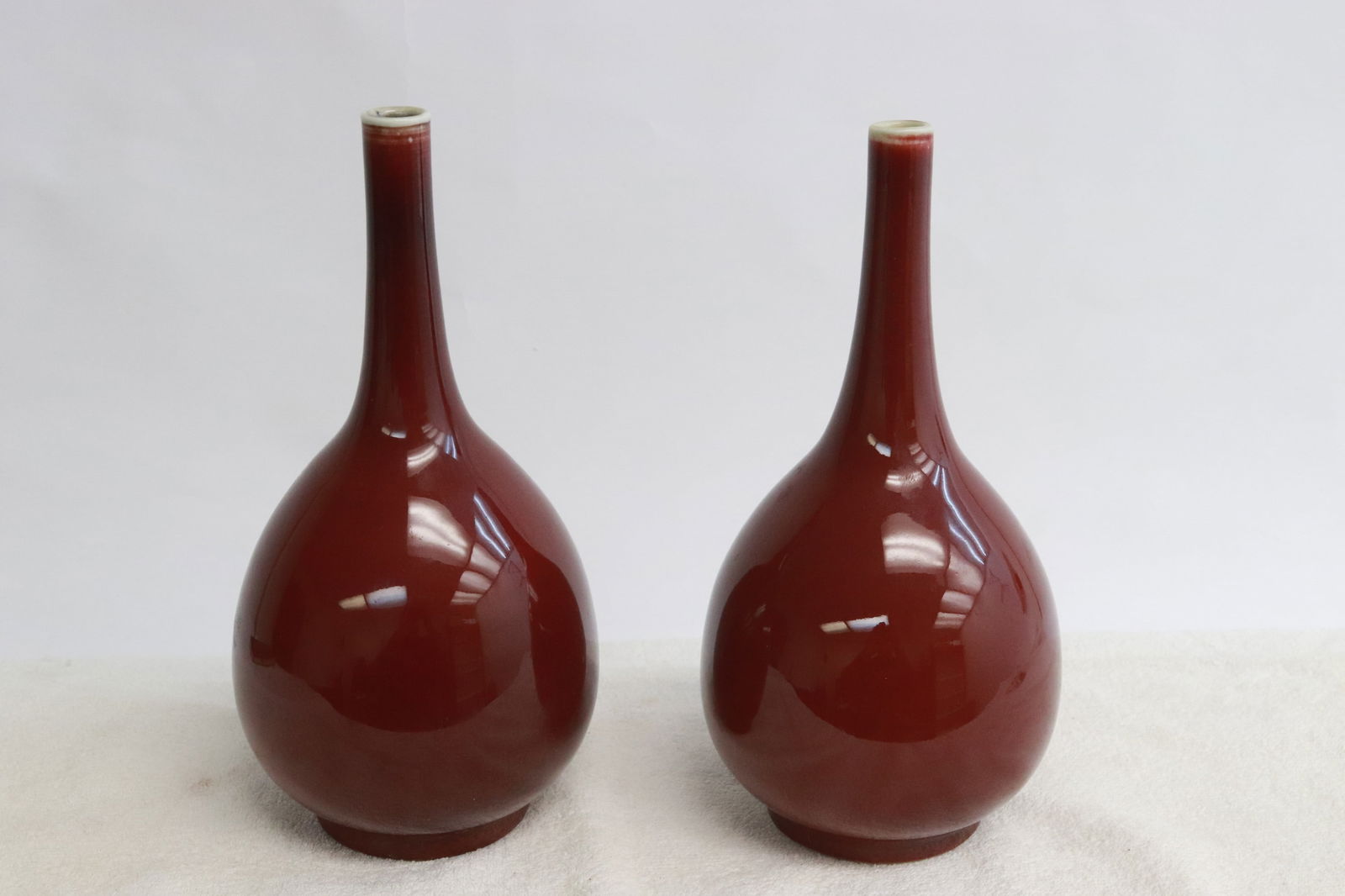 Pair Chinese red glazed porcelain vases (1 of 10)