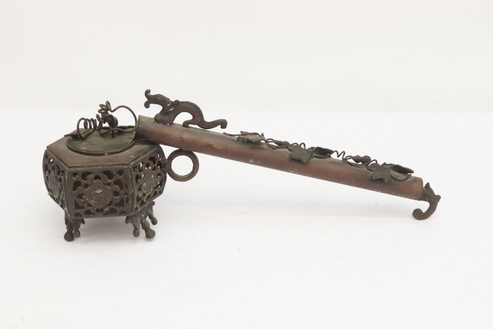 Chinese antique bronze handles ink bottle(?) (1 of 10)