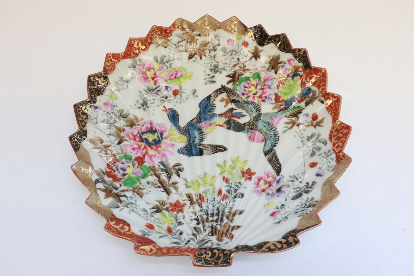 Vintage Japanese kutani plate, artist signed (1 of 7)