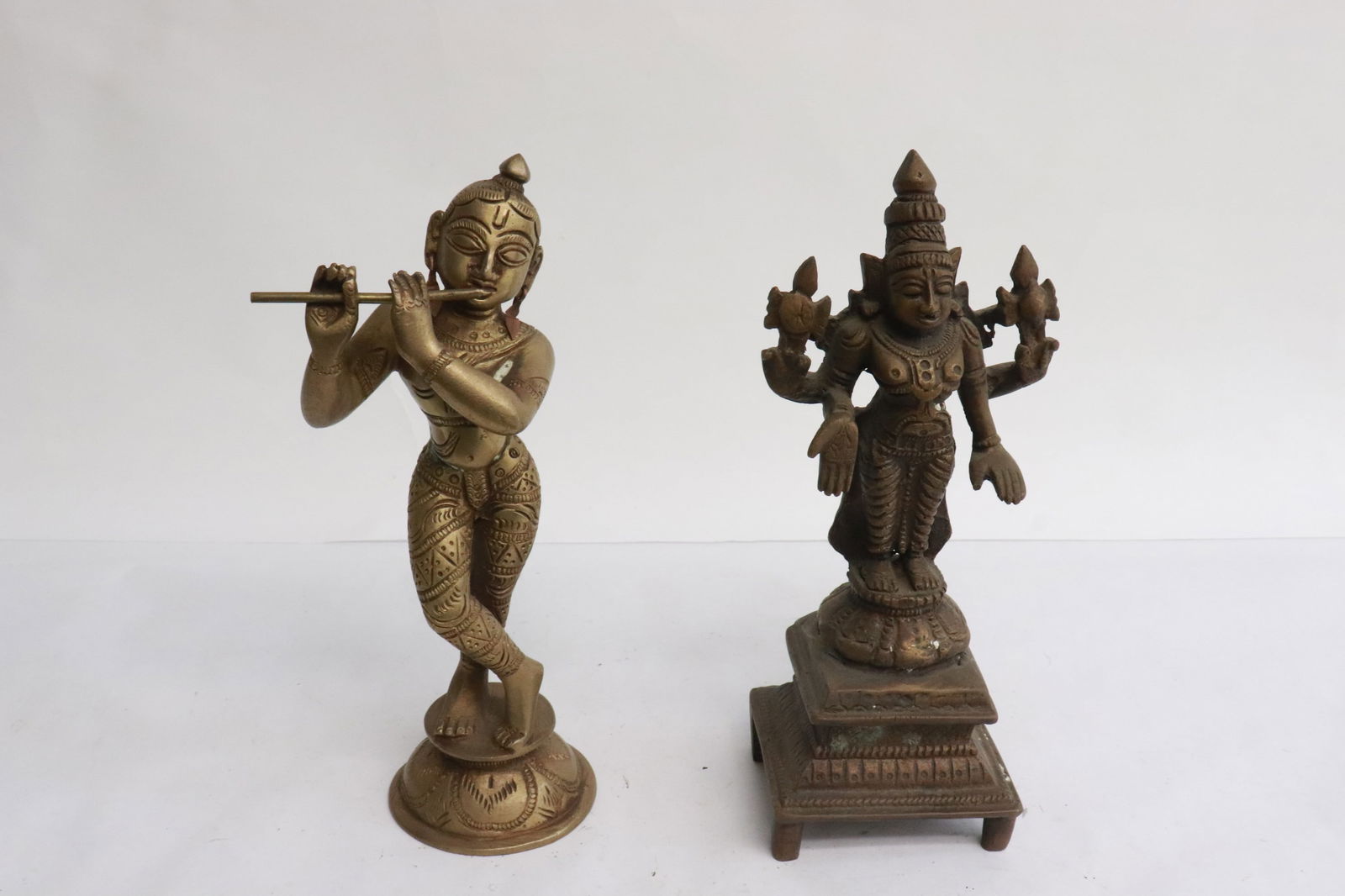 Pair antique South Asia bronze sculpture of deity (1 of 8)