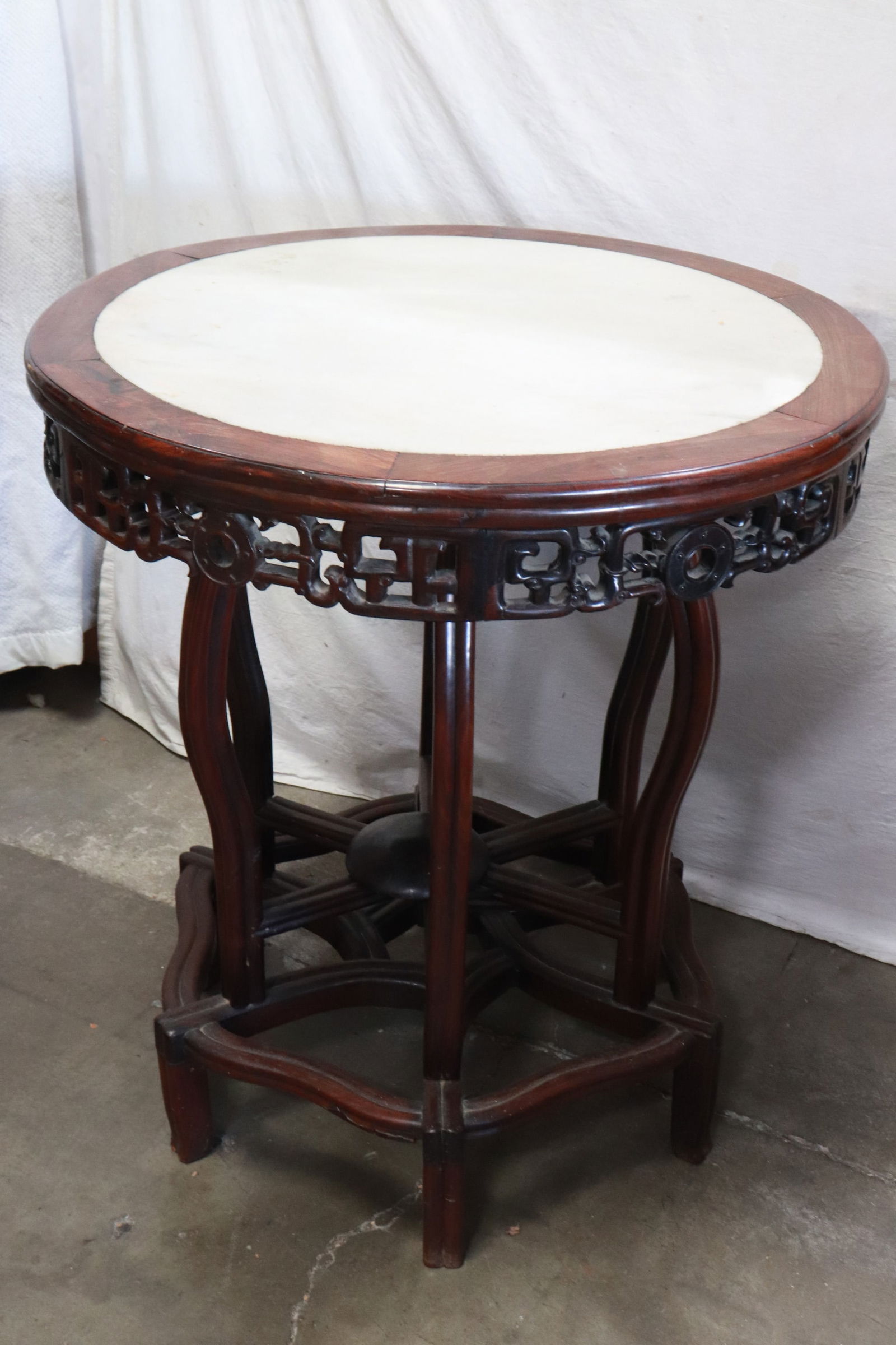 Chinese antique marble top rosewood center table (1 of 9)