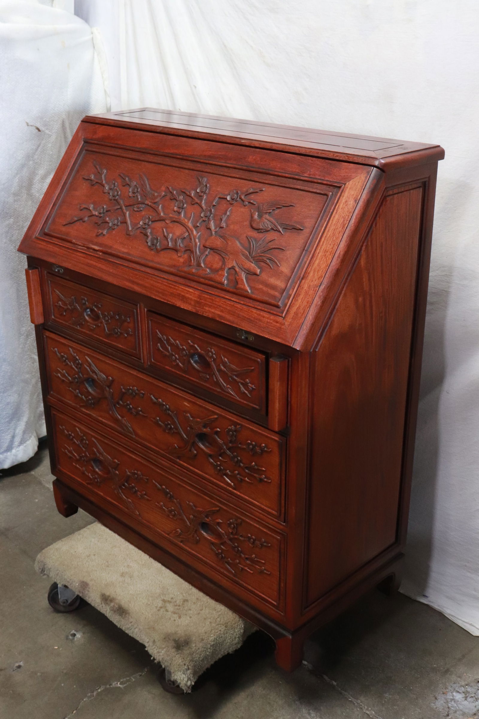 Chinese vintage rosewood slant front desk (1 of 8)