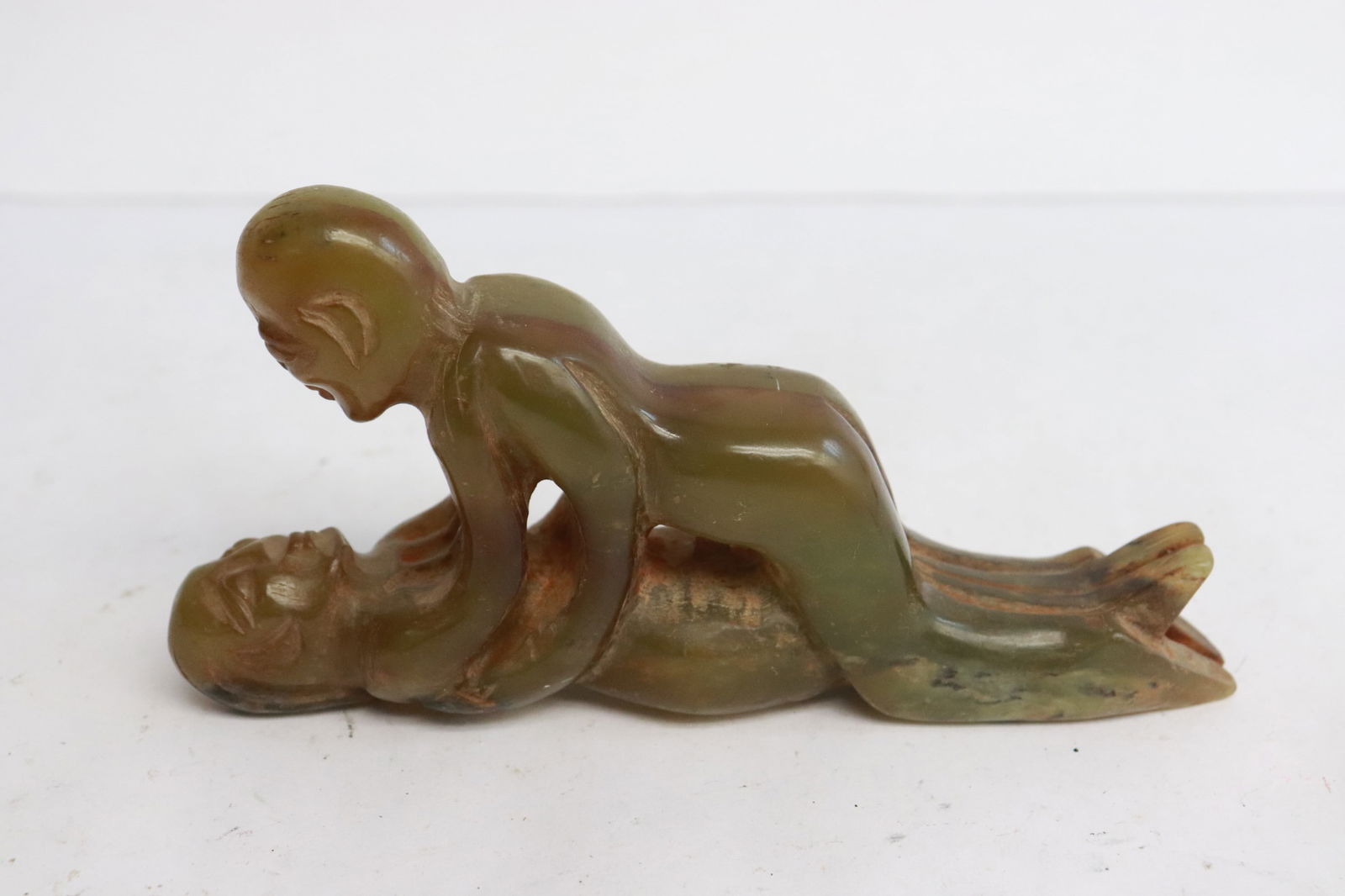 Chinese celadon jade carved figure group (1 of 5)