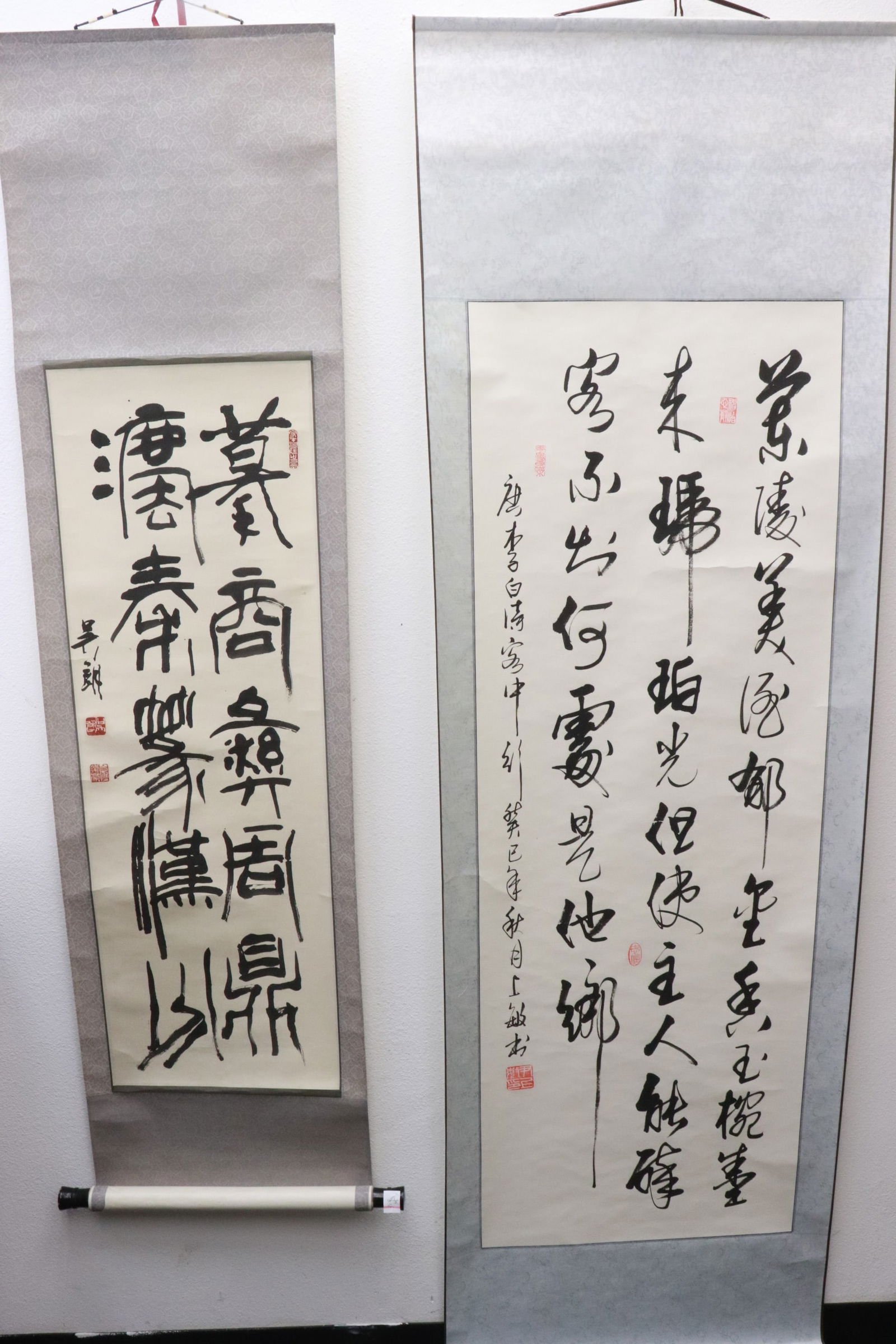 2 Chinese calligraphy scrolls (1 of 9)