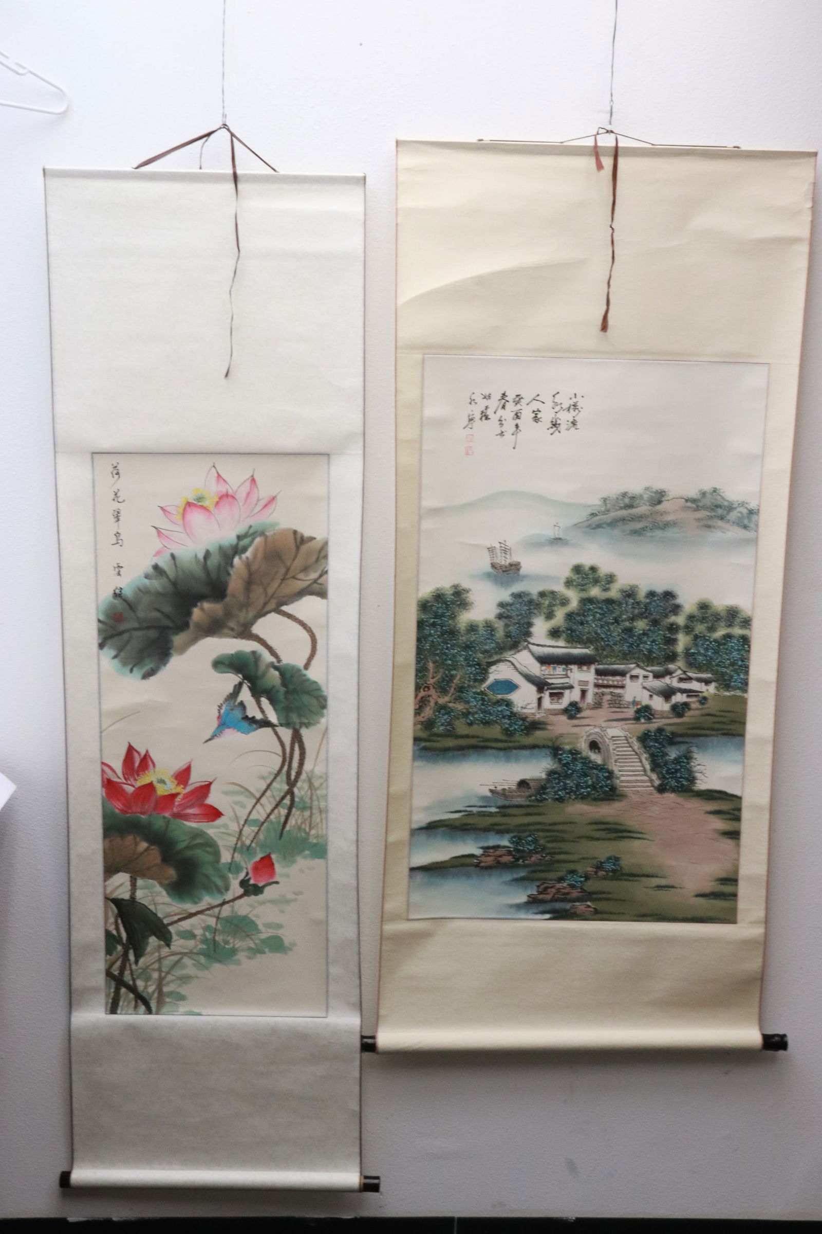 2 Chinese watercolor scrolls (1 of 9)