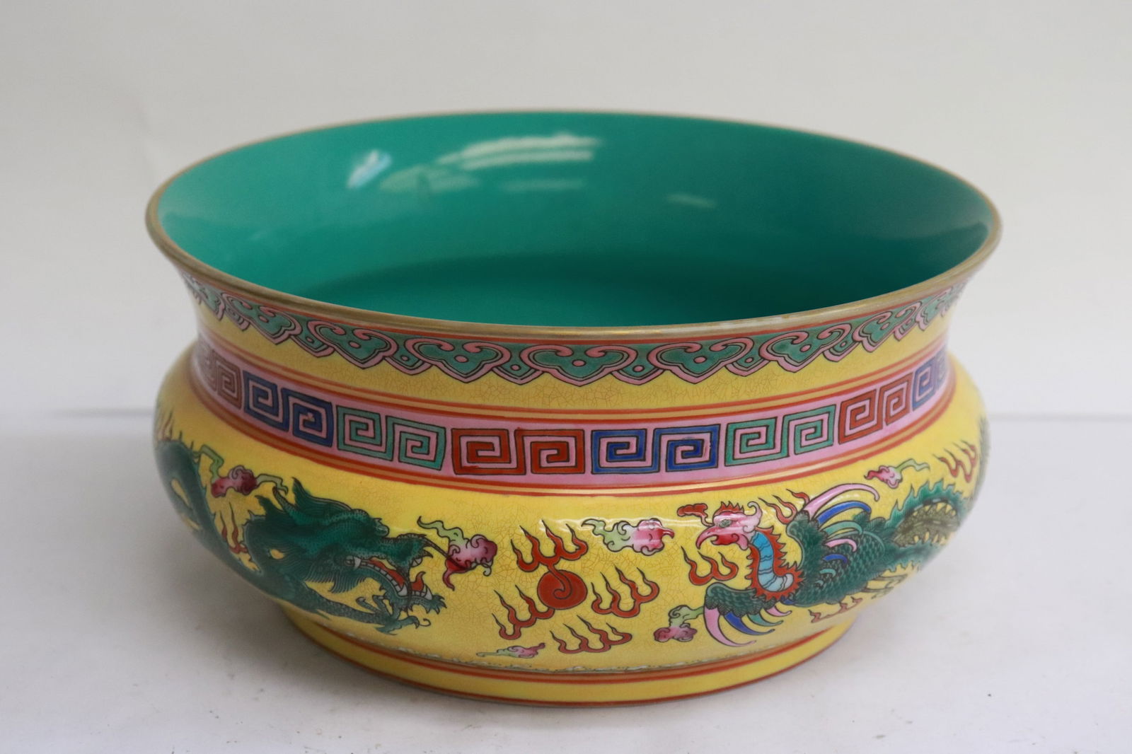 Chinese yellow background famille rose censer (1 of 7)