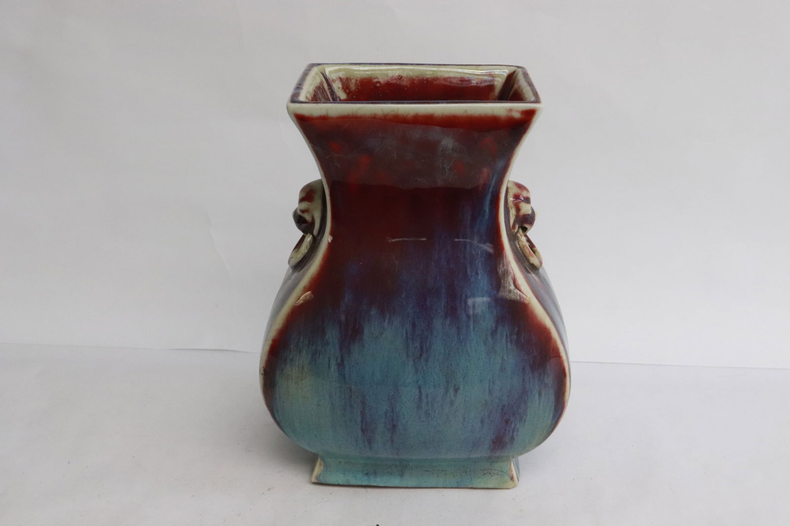 Chinese flambe' porcelain rectangular jar (1 of 6)