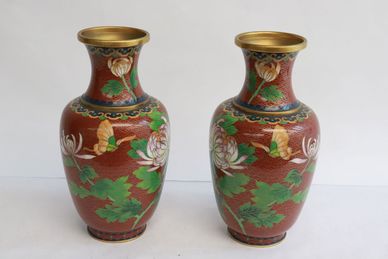 Pair cloisonne vases (1 of 7)
