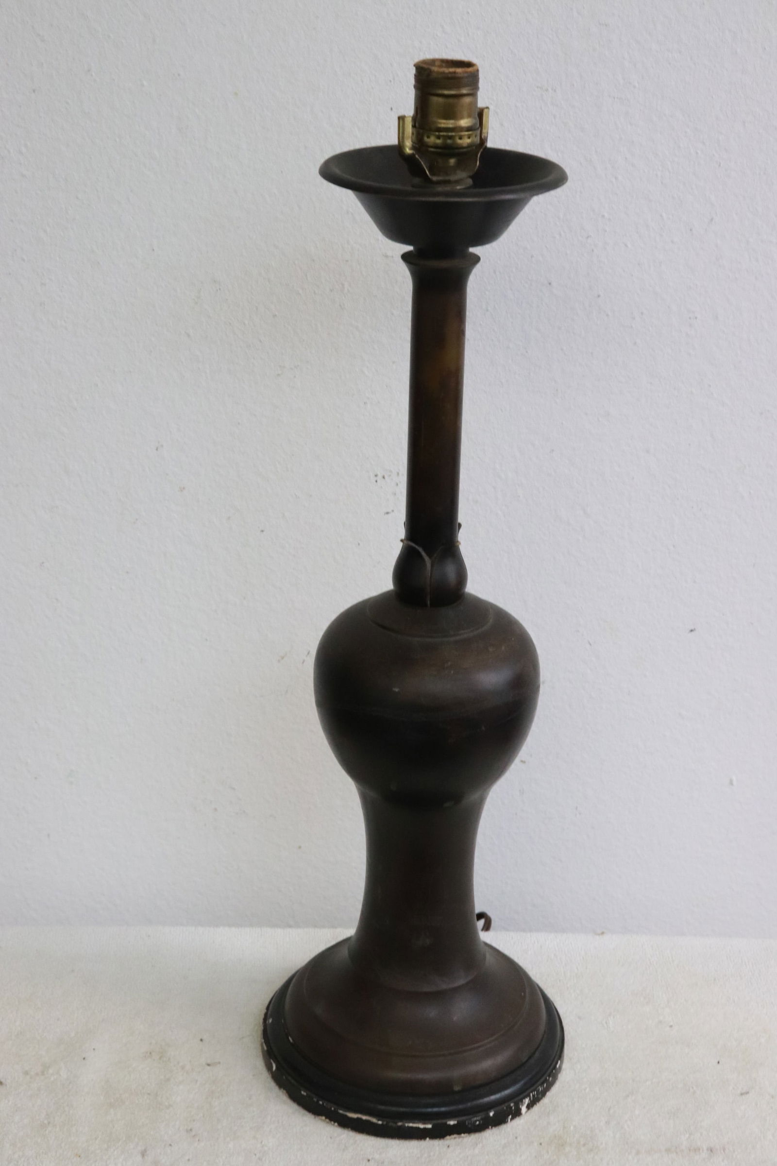 Vintage bronze candle holder, made as lamp (1 of 6)