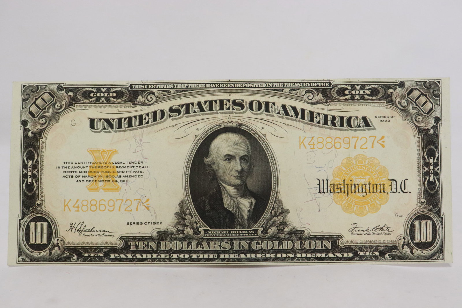A 1922 US 10 dollar gold certificate (1 of 6)