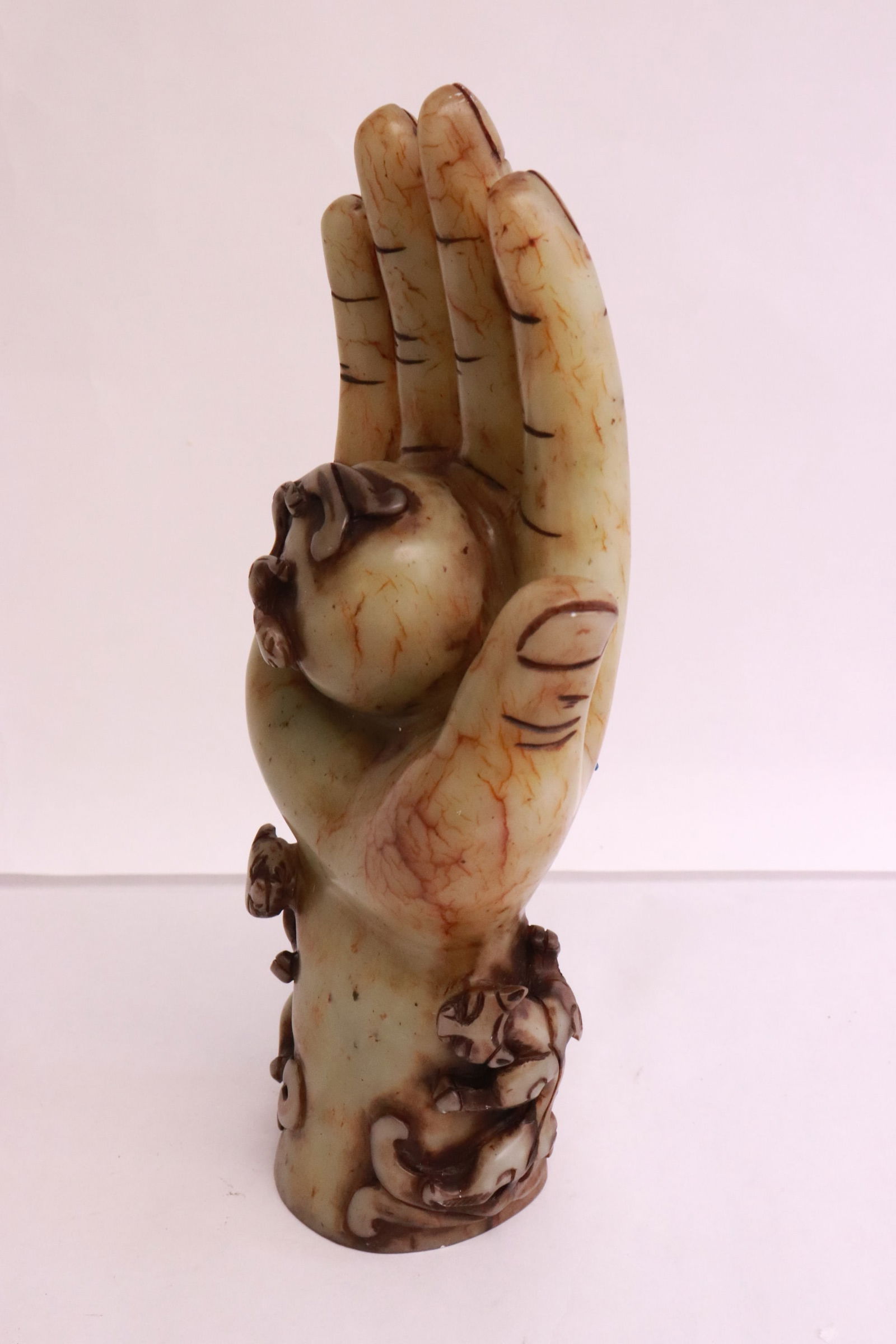 Jade like stone carved Buddha hand - 2