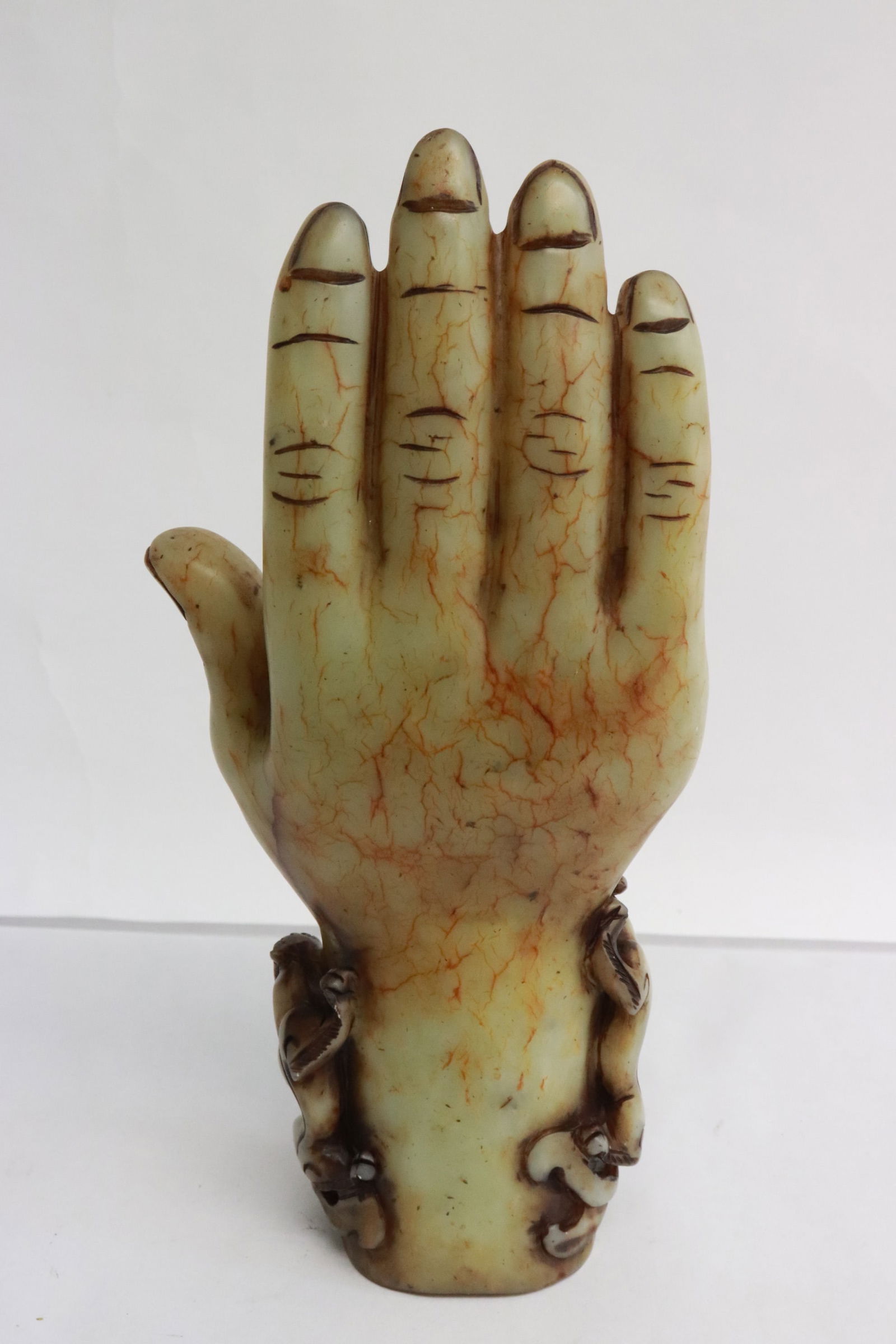 Jade like stone carved Buddha hand - 3