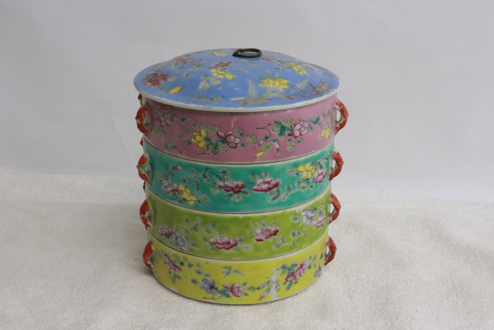 Vintage Chinese stacked porcelain candy boxes (1 of 6)