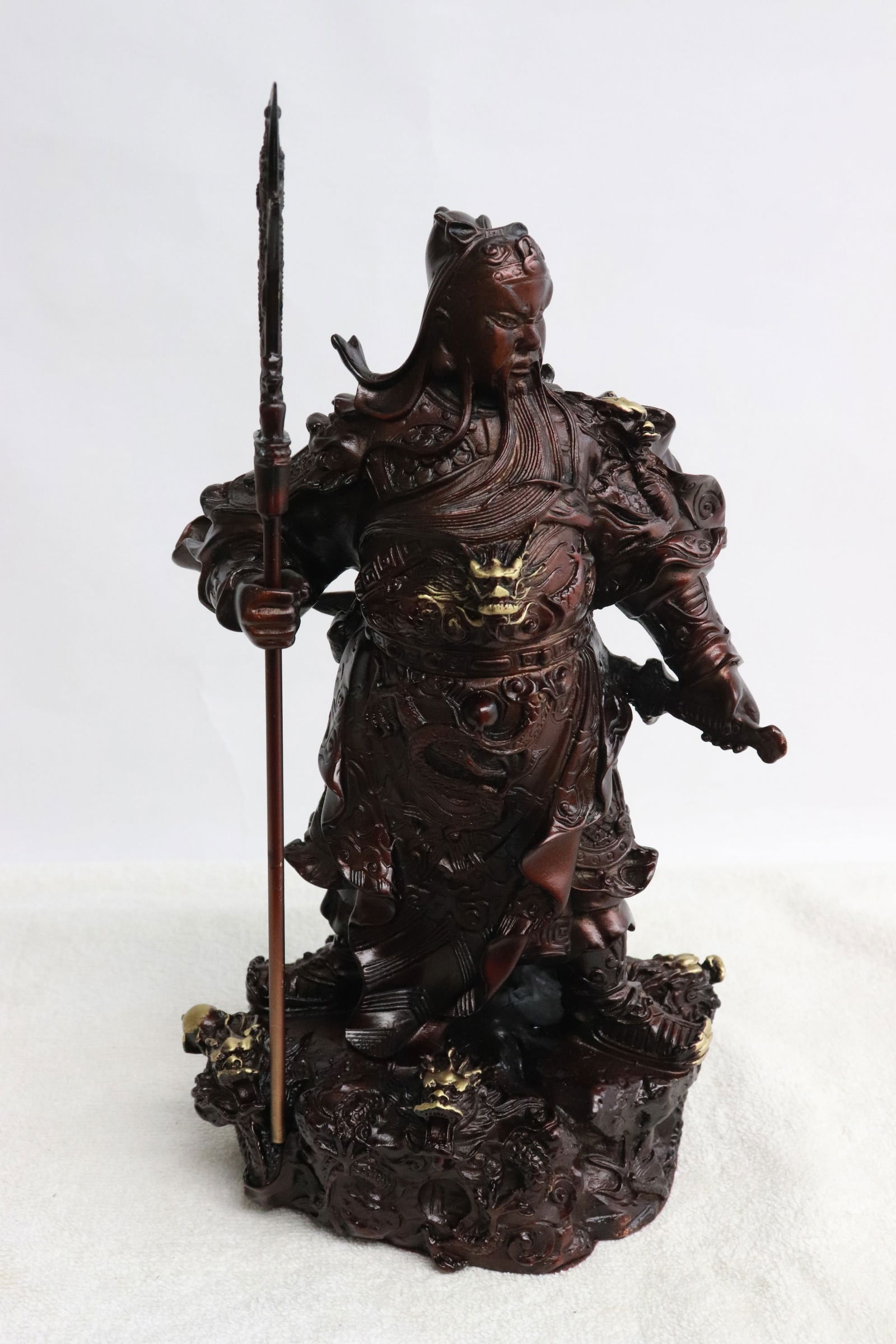 Chinese copper sculpture of warrior (1 of 4)