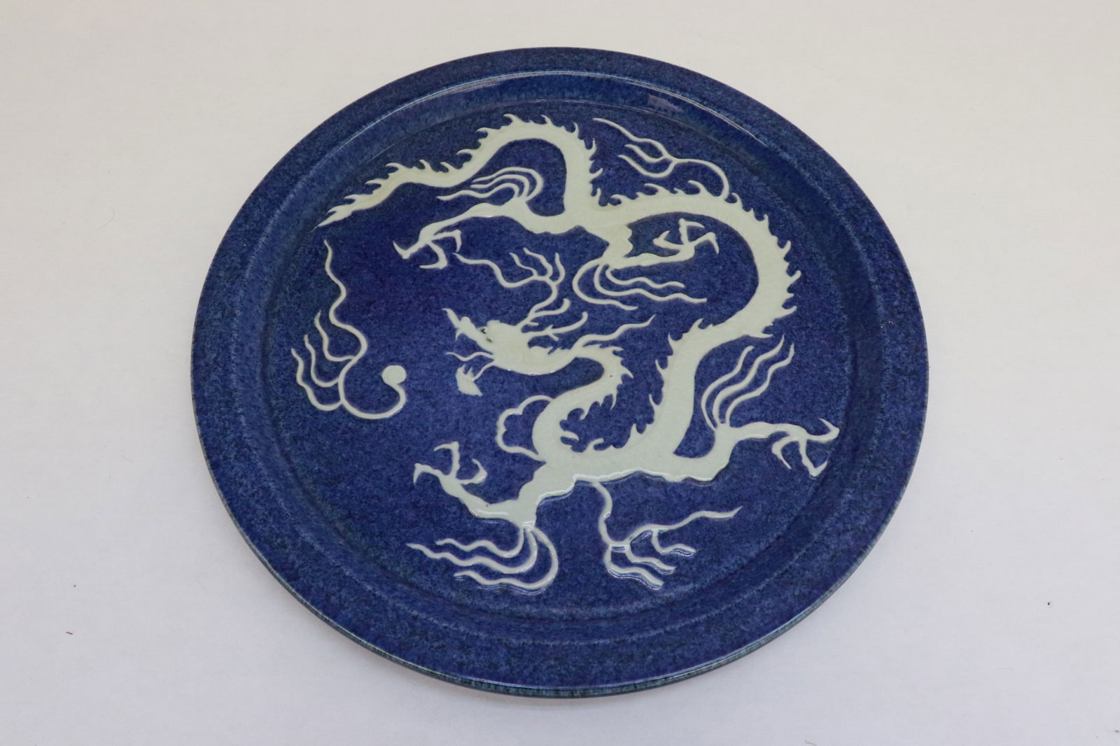 Fine Chinese white on blue porcelain plate (1 of 5)
