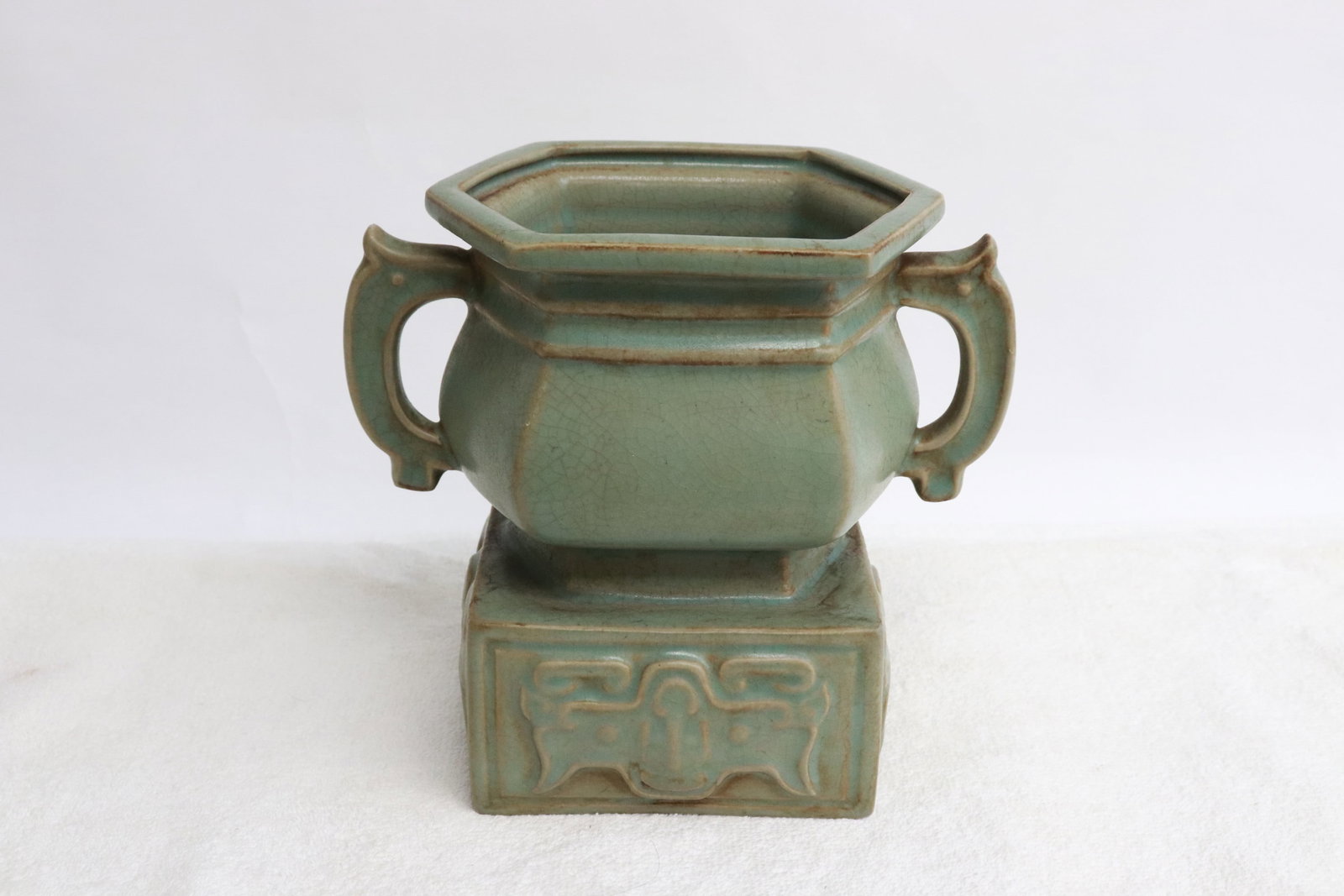 celadon handled censer w/ attached celadon stand (1 of 6)