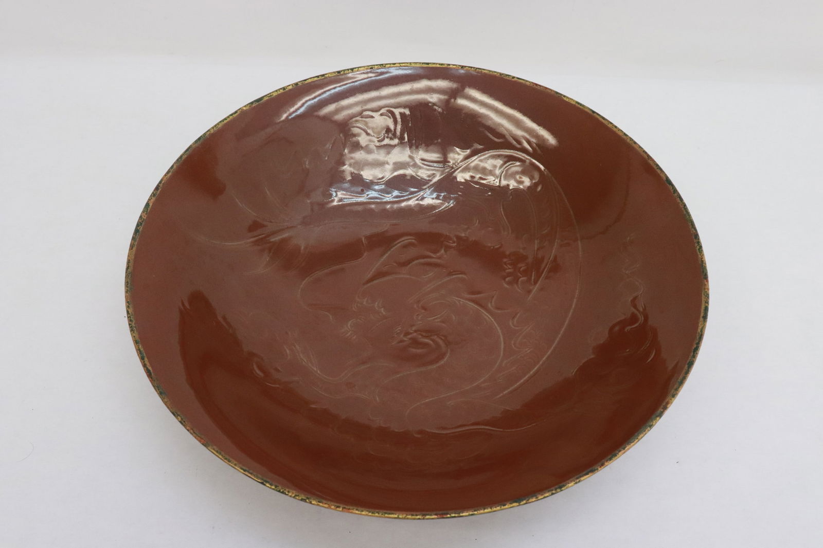 Large brown glazed porcelain bowl (1 of 5)