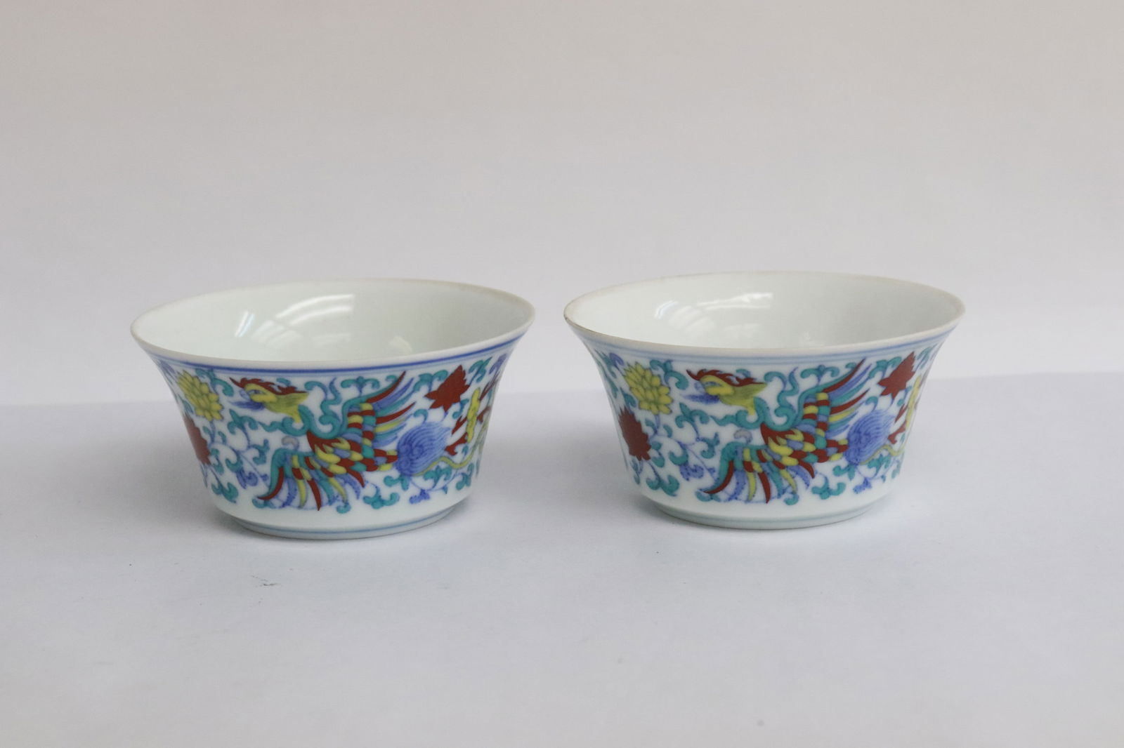 Pair Chinese doucai porcelain tea cups (1 of 7)