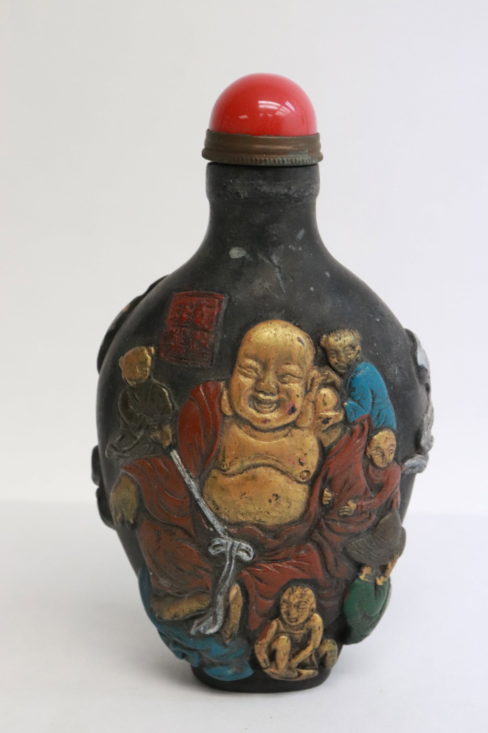 Unusual ink stone made snuff bottle (1 of 6)