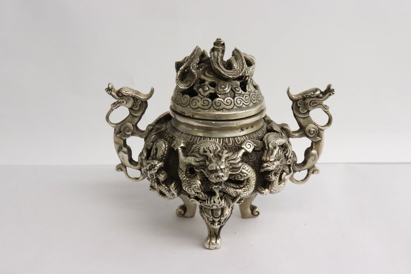 Very fancy white bronze covered censer (1 of 7)