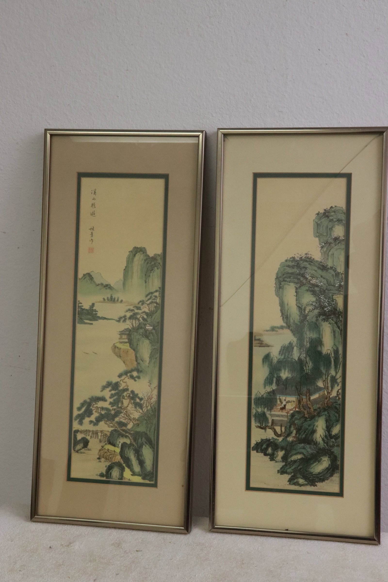 2 Chinese framed watercolor paintings (1 of 7)