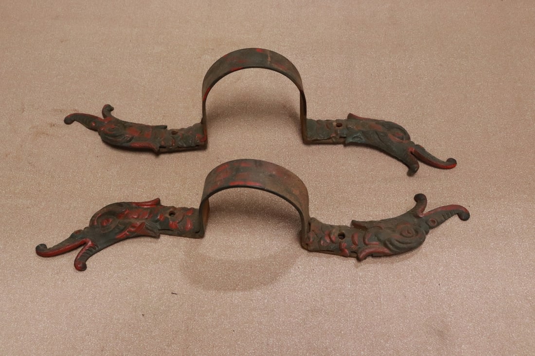 Pair cast iron wall hooks - 3