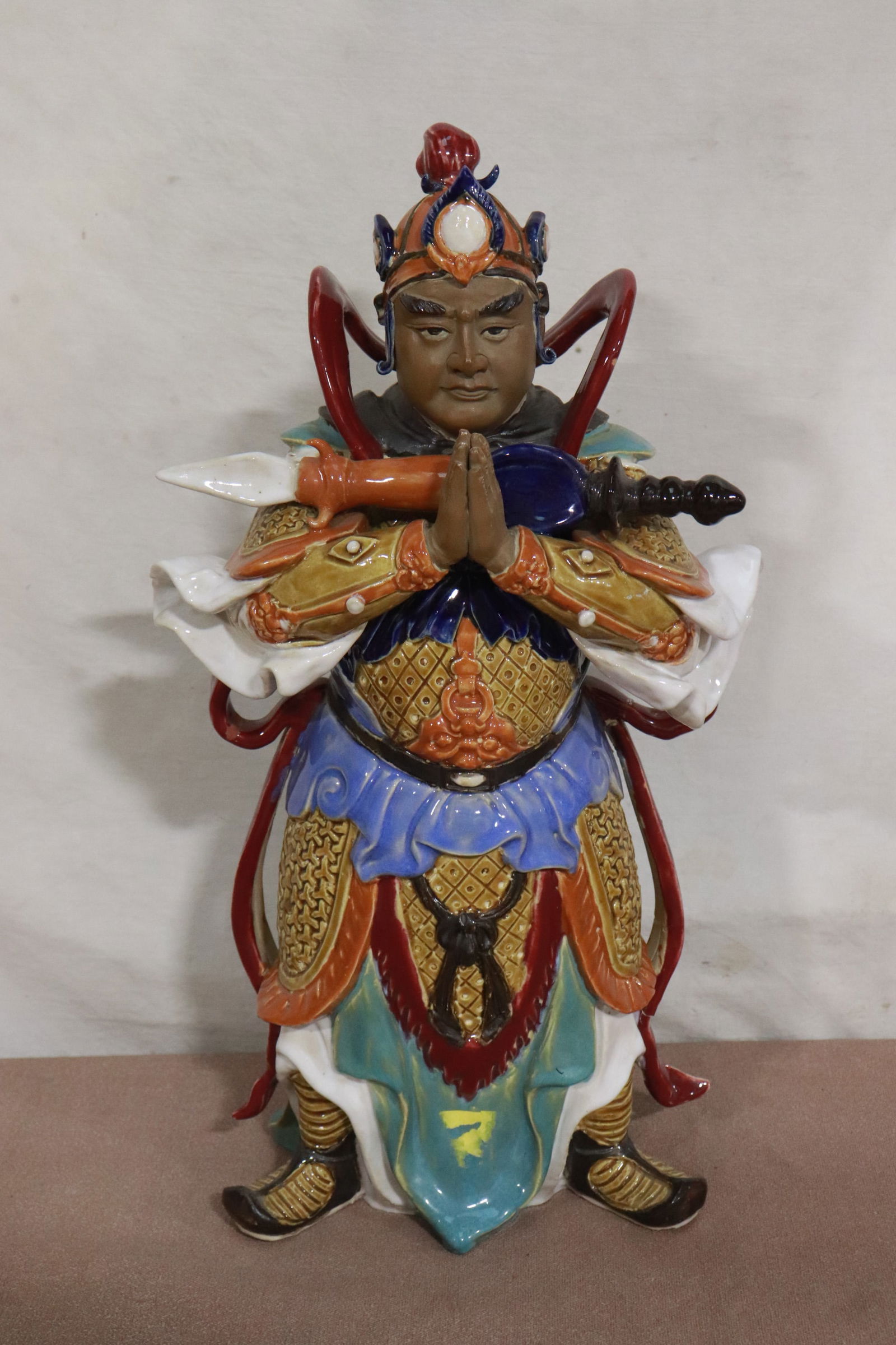 Porcelain sculpture of warrior, repair: Porcelain sculpture of warrior, repair, 20.65"H