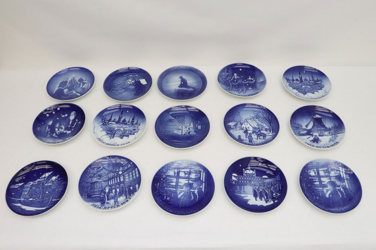 15 pieces B&G, Royal Copenhagen Christmas plates: 15 pieces B&G, Royal Copenhagen Christmas plates, 1960's & 1990's, 1.2"x7.15"dia ea