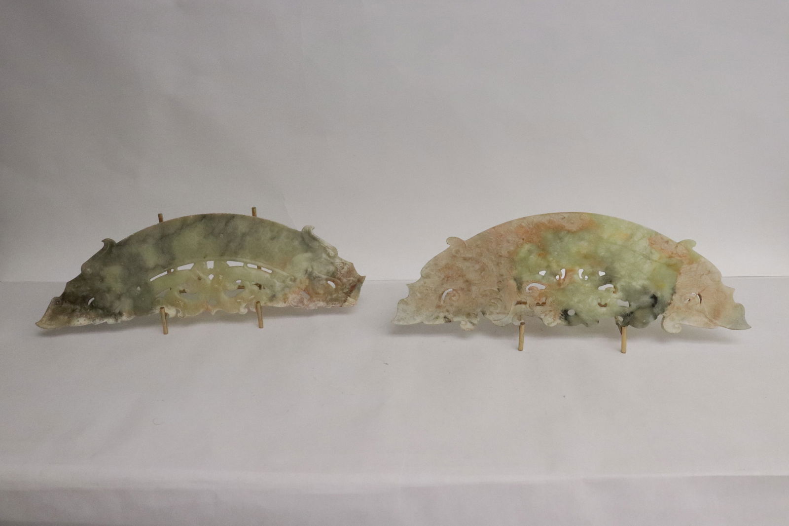 2 large jade like plaques: 2 large jade like plaques, 3.65"x11.5"x0.2", 3.9"x11.7"x0.25"