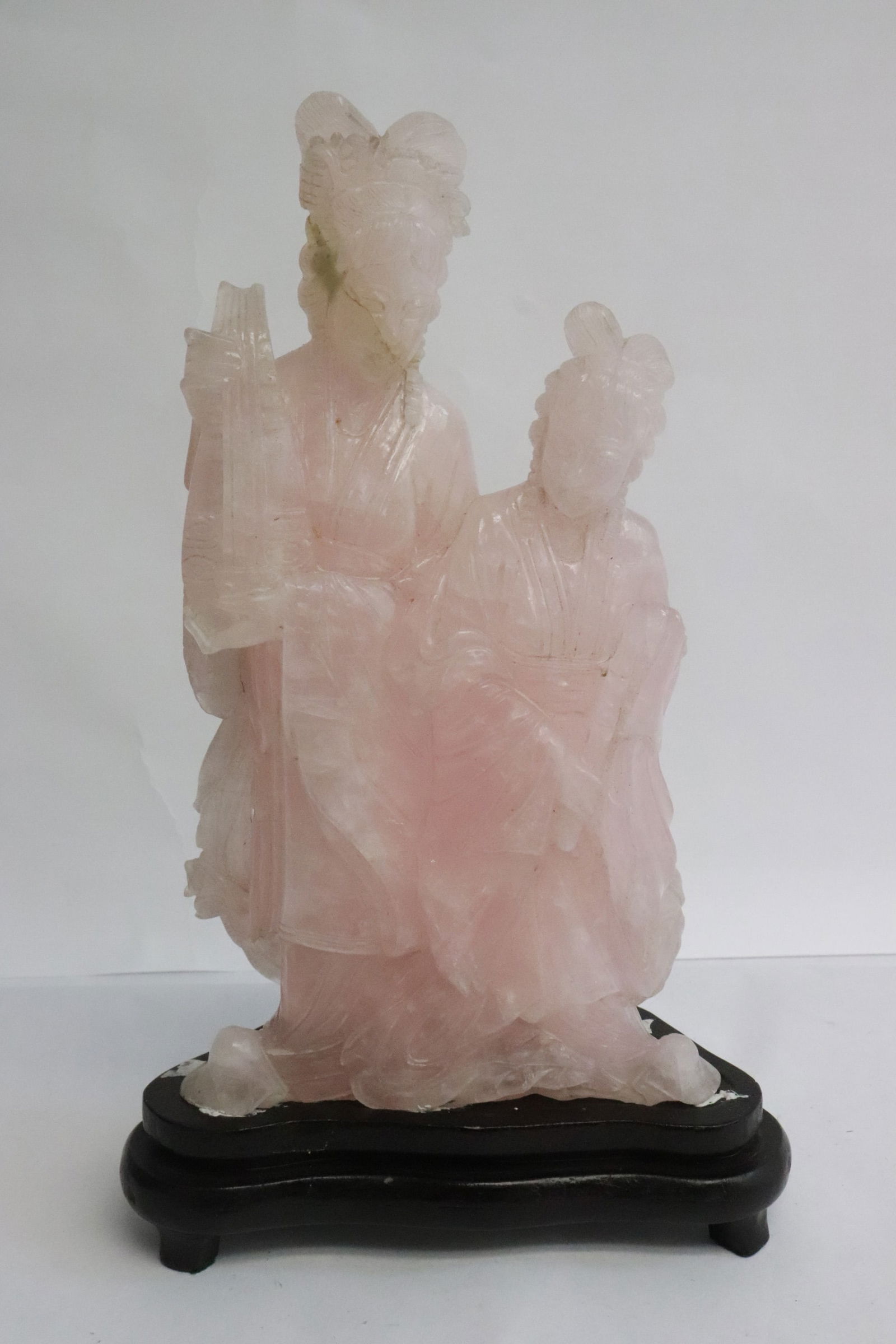 Fine Chinese rose quartz carved court lady group (1 of 6)