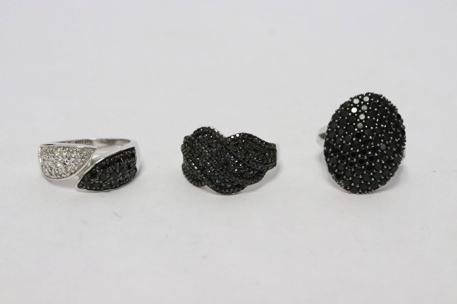 3 fancy sterling rings paved with sapphires (1 of 10)