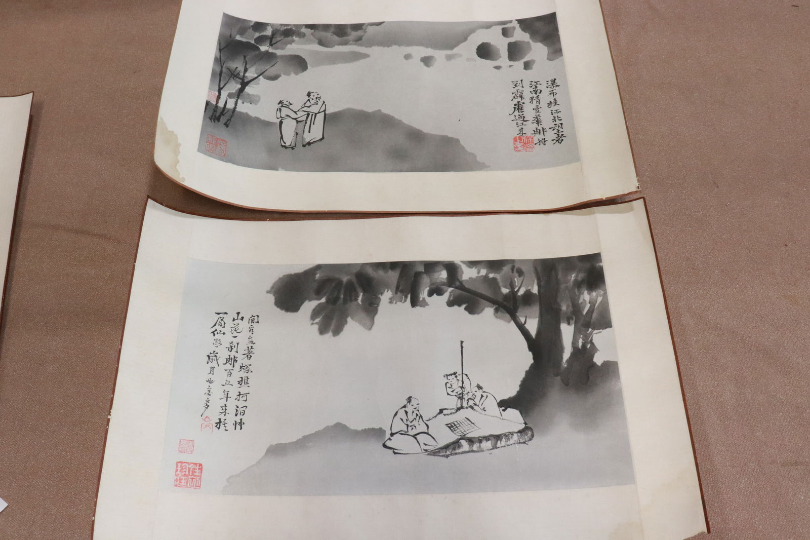 2 watercolor on paper; "landscape with people" (1 of 8)