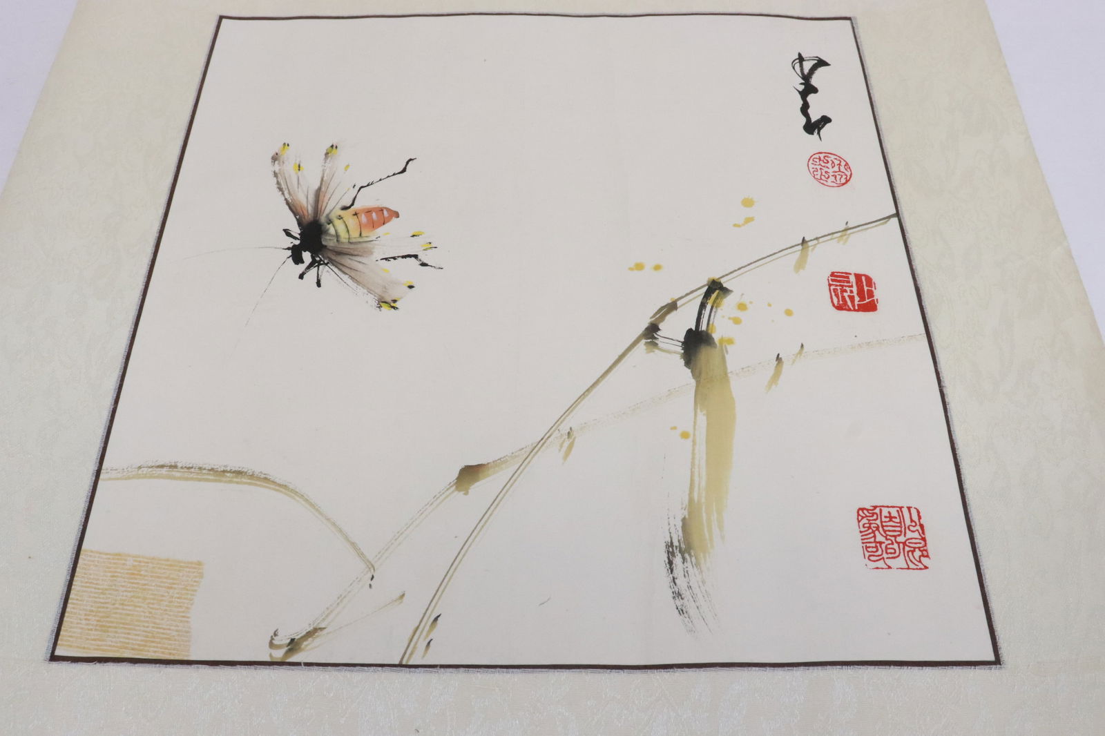 Watercolor on paper "bee": Watercolor on paper "bee" attributed to ShaoAn Zhao (???, 1905-1998), 12.3"x12.2"