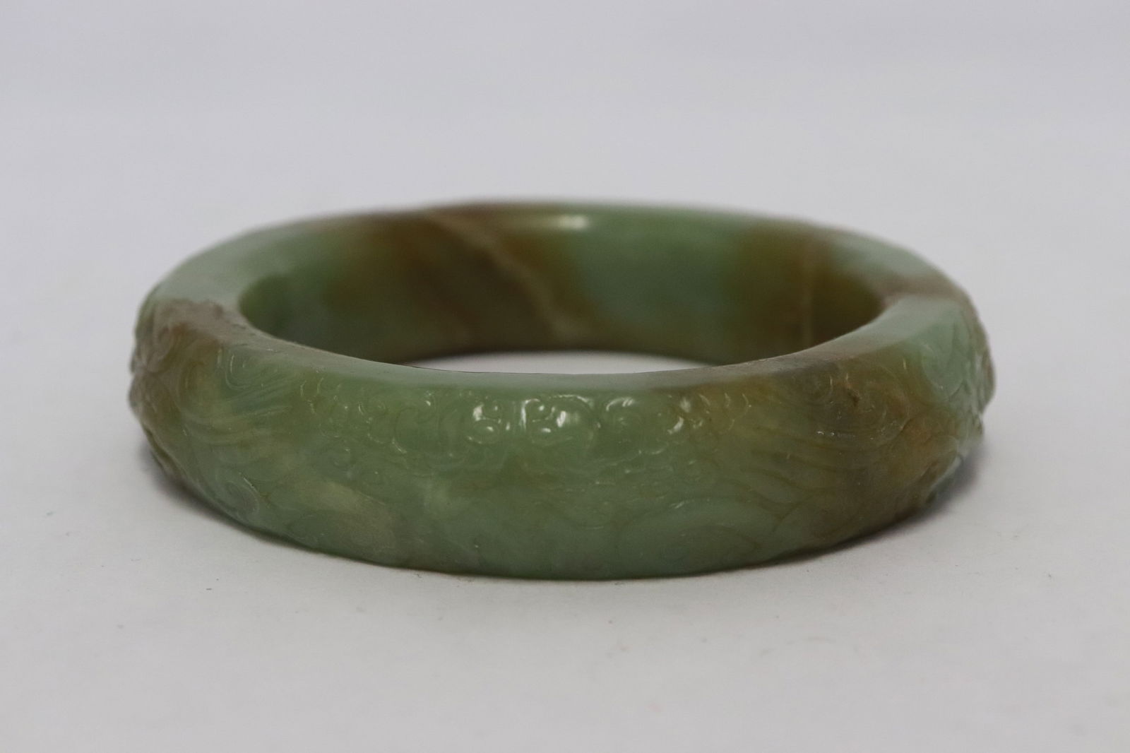 Chinese Ming green jade bangle - 2